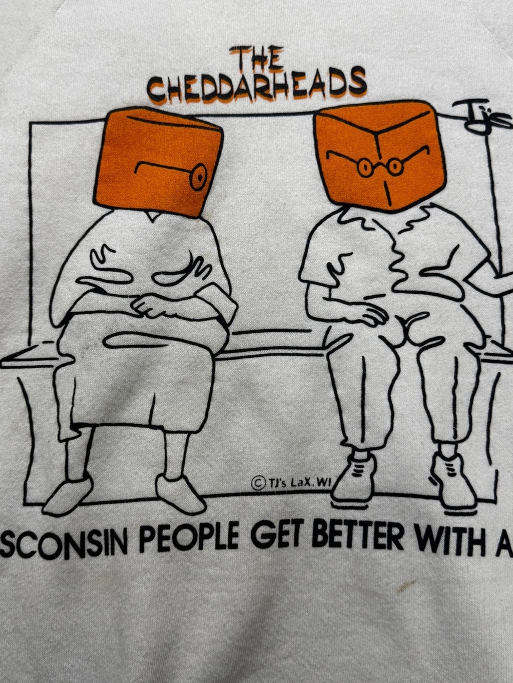 Vintage Wisconsin Cheddarheads Crewneck Sweatshirt Size L Cheese Graphic